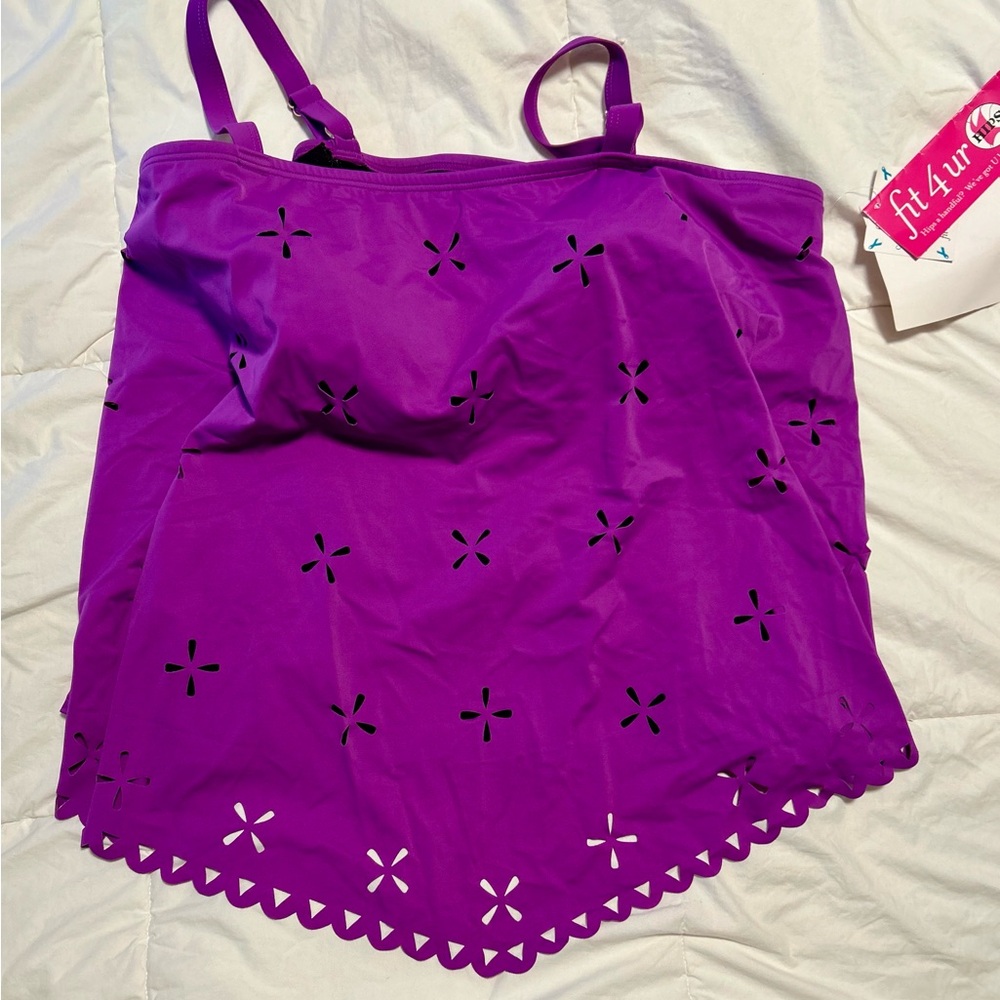Purple Tankini Top with Cutout Design